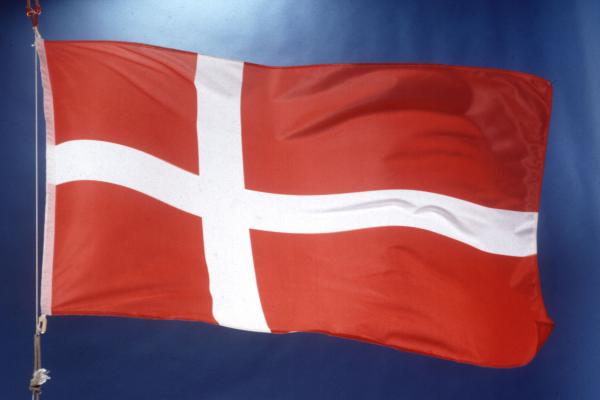 Flag of Denmark with sky