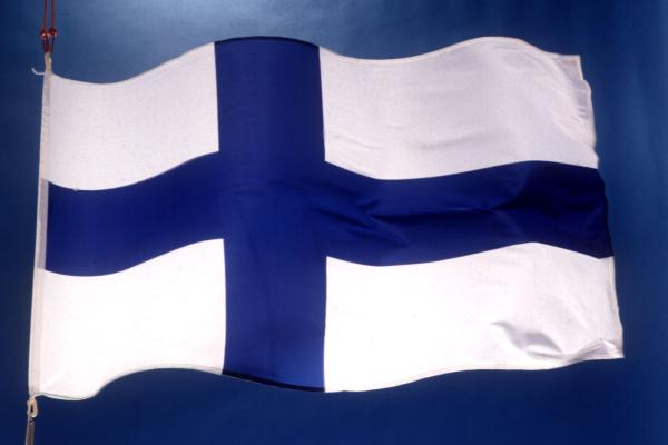 Flag of Finland with sky
