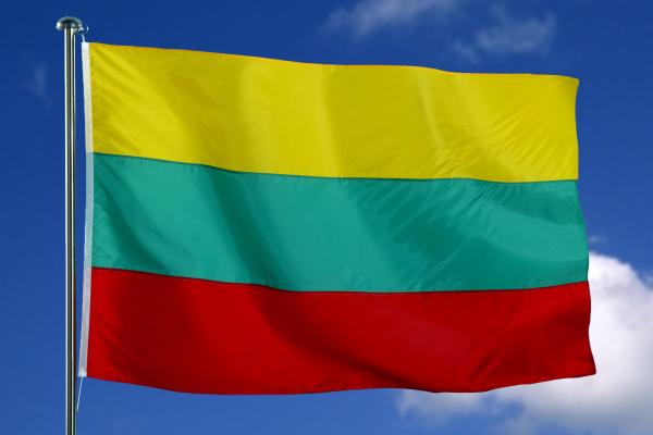 Flag of Lithuania with sky