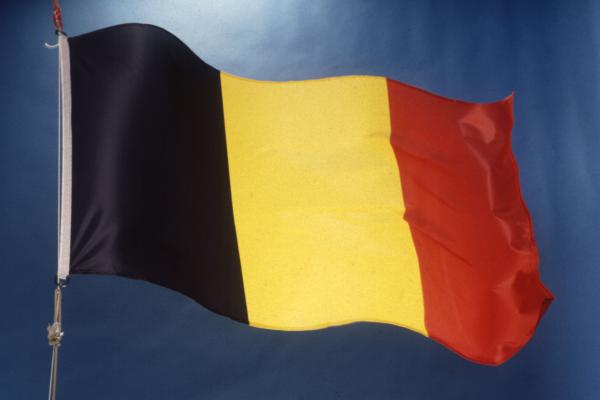 Flag of Belgium with sky