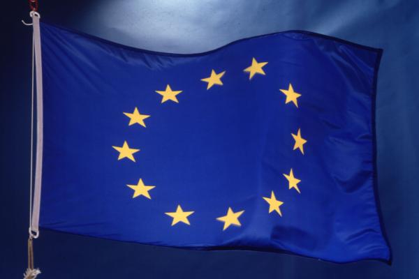 Flag of EU with sky