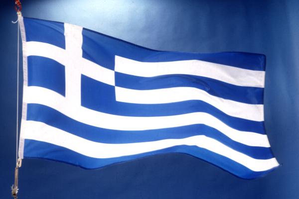 Flag of Greece with sky