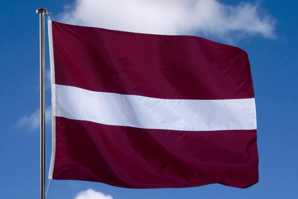 Flag of Latvia with sky