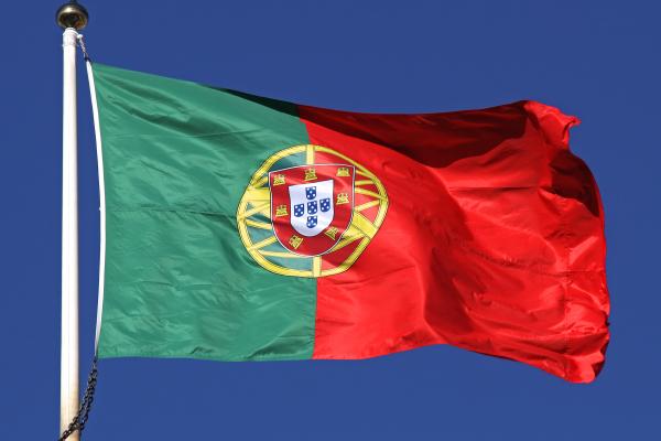 Flag of Portugal with sky