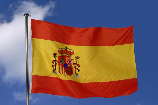 Flag of Spain with sky