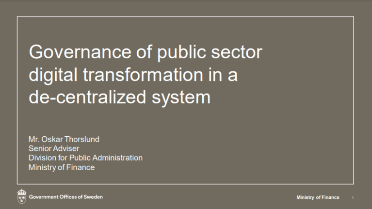 Governance of public sector digital transformation in a de-centralised system